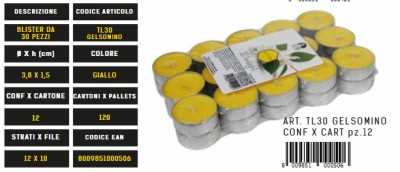 [8009851000506] TEALIGHT PROFUMATO DA 30 PZ GELSOMINO