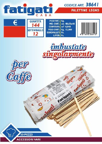 [8011690386413] PALETTE PER CAFFE IN LEGNO 50PZ