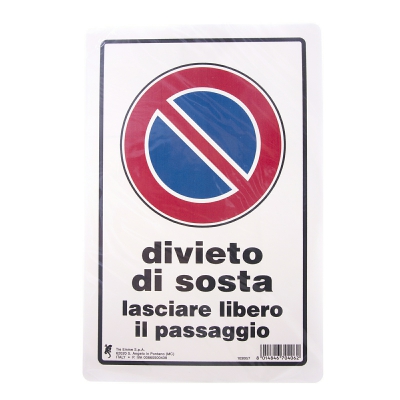 [8014846704062] CARTELLO PLAS. CM30X20 DIVIETO DI SOSTA LASCIARE L
