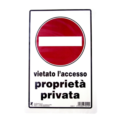 [8014846704109] CARTELLO PLAS. CM30X20 VIETATO L ACCESSO PROPRIET