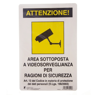 [8014846704208] CARTELLO PLAS. CM30X20 ATTENZIONE! AREA SOTT. A VI