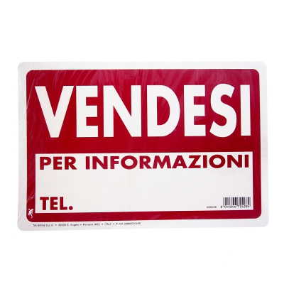 [8014846704284] CARTELLO PLAS. CM30X20 VENDESI PER INFORMAZIONI TE