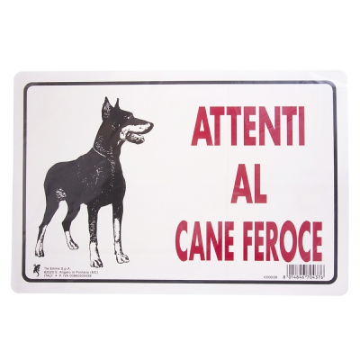 [8014846704376] CARTELLO PLAS. CM30X20 ATTENTI AL CANE FEROCE