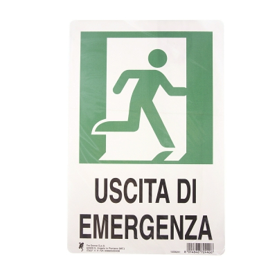 [8014846704406] CARTELLO PLAS. CM30X20 USCITA DI EMERGENZA A DESTR