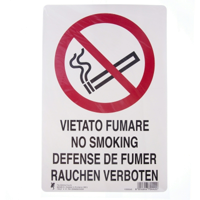 [8014846704420] CARTELLO PLAS. CM30X20 VIETATO FUMARE NO SMOKING D