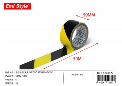 [8015206208527] NASTRO ADESIVO SEGNALETICO GIALLO/NERO 50MMX50M