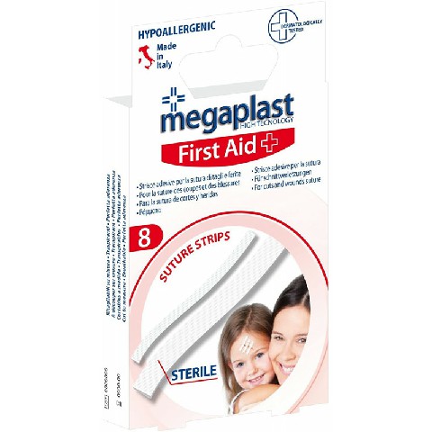 [8017990112806] MEGAPLAST STRISCE ADESIVE PER LA SUTURA 8PZ
