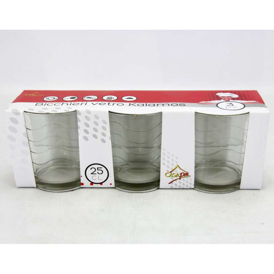 [8021723032361] BICCHIERI VETRO 3PZ KALAMOS