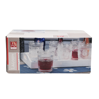 [8021785483064] SET 6 BICCHIERI VETRO DECORATO LAGOON 260CC