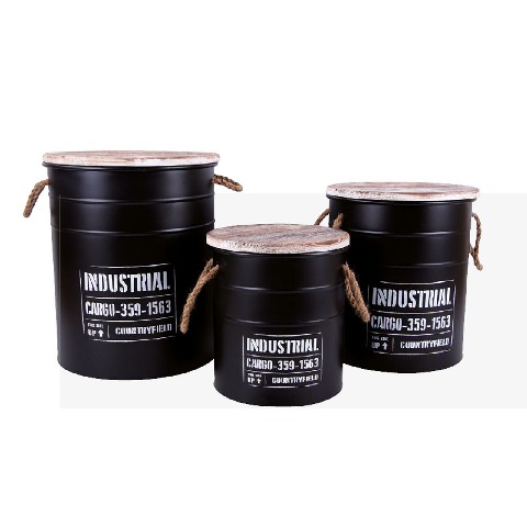 [8021785746206] SET 3 CONTENITORI FERRO NERI