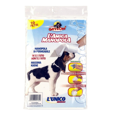 [8024943001322] SALVIETTA MANOPOLA PER IGIENE CANI GATTI 10PZ