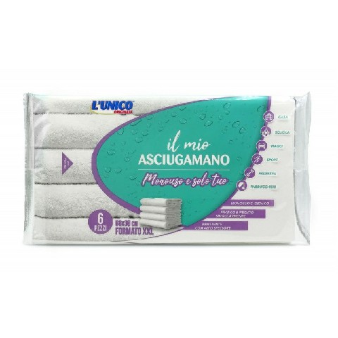 [8024943002671] L UNICO ORIGINALE ASCIUGAMANO M/USO 68X38CM 6PZ
