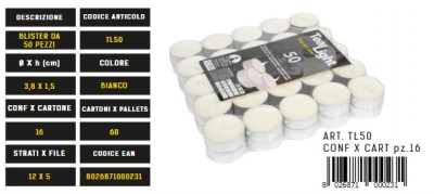 [8026871000231] TEALIGHT BIANCHE 50PZ