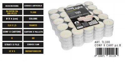 [8026871001139] TEALIGHT BIANCHE DA 100PZ