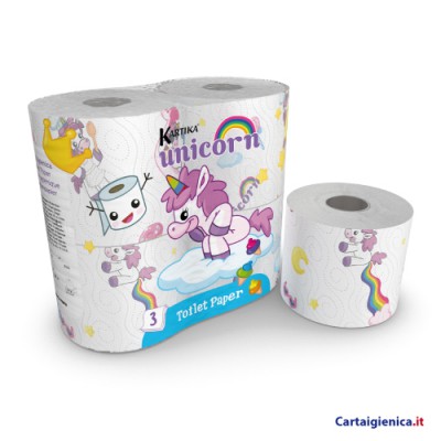 [8033661565948] CARTA IGIENICA UNICORN 3VELI 4ROTOLI