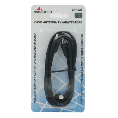[8033971446234] CAVO ANTENNA TV M/F 1,5MT+ADATTATORE