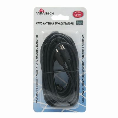 [8033971446661] CAVO ANTENNA TV M/F 5MT+ADATTATORE
