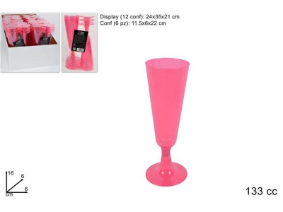 [8034048407561] FLUTE PLASTICA 6PZ ROSA