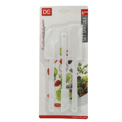 [8034139238111] SET 3 SPATOLE PLAST. 23/25CM BIANCO