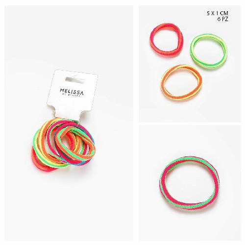 [8034139368566] ELASTICO CAPELLI 5CM 6PZ FLUO RIGHE