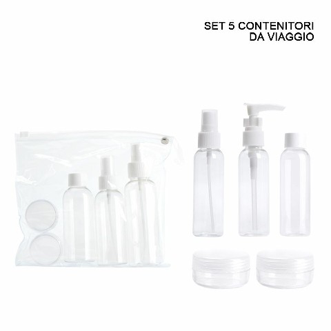 [8034139388182] CONTENITORE VUOTO 80-100ML 5PZ T/BIANCO