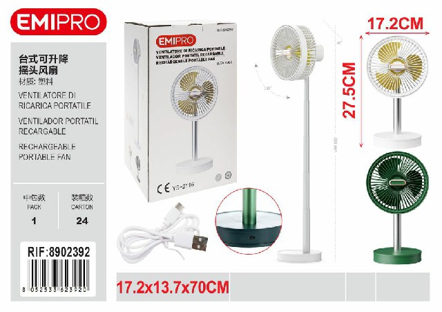 [8052533623920] VENTILATORE DI RICARICA PORTATILE