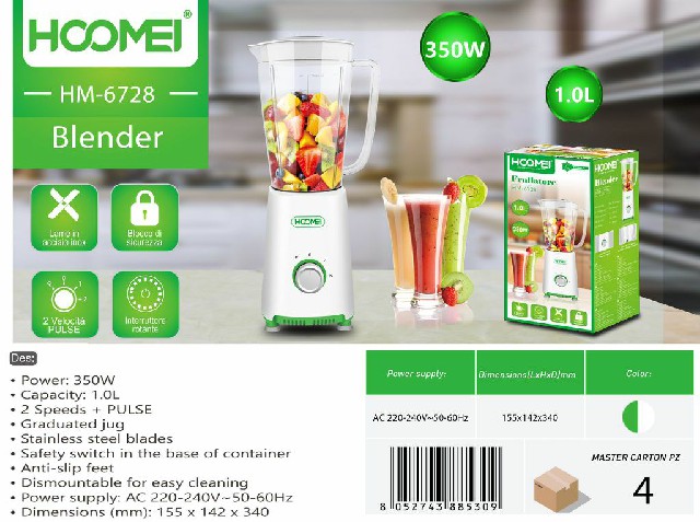 [8052743885309] FRULLATORE 1L 350W HM-6728 (NETTO)