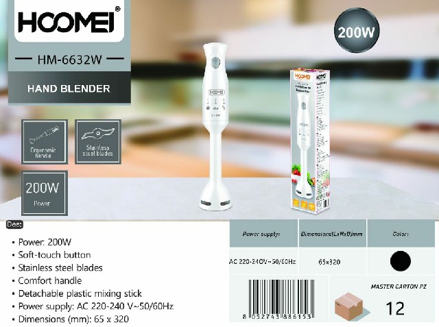 [8052743886153] MIXER MULTIFUNZIONE 200W HM-6632W