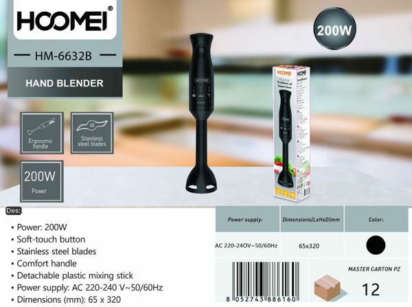 [8052743886160] MIXER MULTIFUNZIONE 200W HM-6632B
