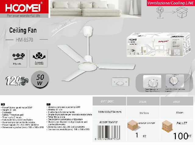 [8052743887136] VENTILATORE DA SOFFITTO 120CM