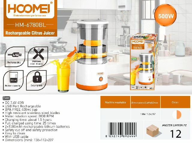 [8052743892444] MINI FRULLATORE PORTATILE 45W HM-6780BL