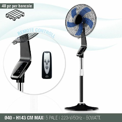 [8053144403758] VENTILATORE DIAM.40 CM.C/TELECOMANDO 5 PALE ALTEZZ