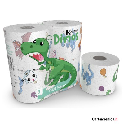 [8053853183071] CARTA IGIENICA DINOS 3VELI 4 ROTOLI
