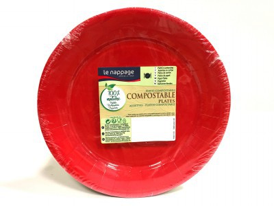 [3353890725810] PIATTI CARTA 100% NAT COMPOST. ROSSO 23CM P20