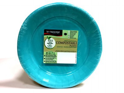 [3353890725858] PIATTI CARTA 100% NAT COMPOST. TURCHESE 23CM P20