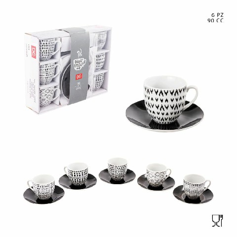 [8054154426591] TAZZINA CAFFE 90CC+PIATT. 11CM 6PZ BLACK