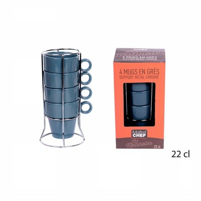 [3568350310158] SET 4 TAZZE MUG IMPILABILI BLEU CANARD 22CL