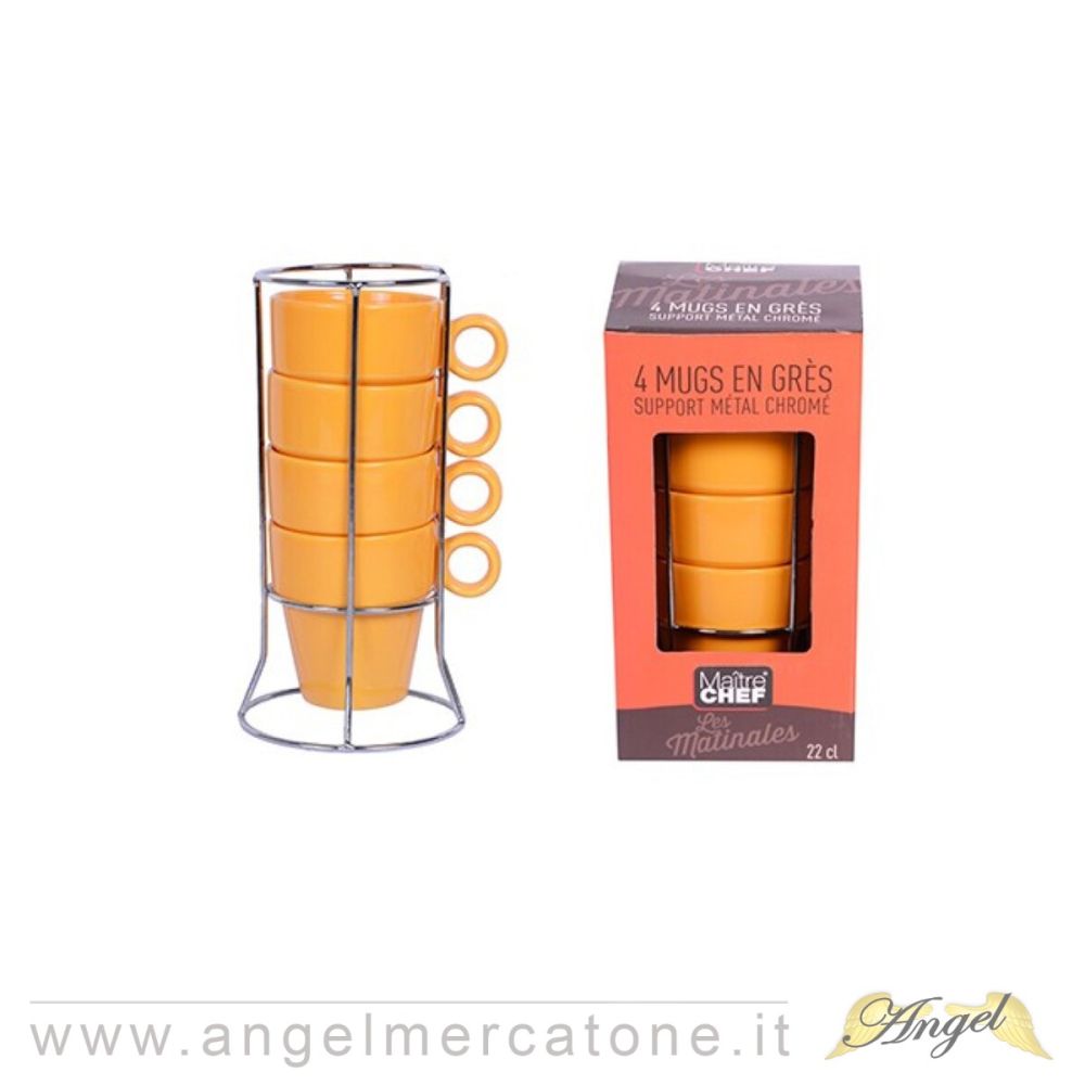 [3568350310264] SET 4 TAZZE MUG IMPILABILI GIALLO 22CL