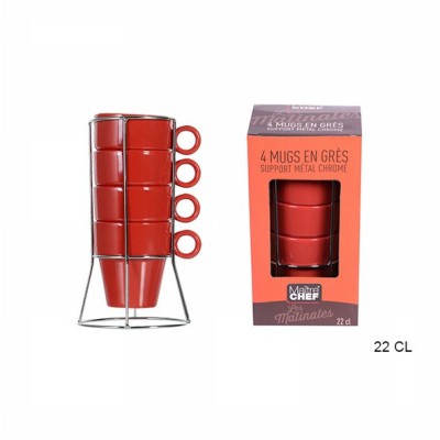 [3568350320874] SET 4 TAZZE MUG IMPILABILI ROSSO 22CL
