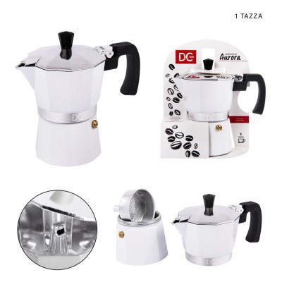 [8055769210117] CAFFETTIERA AURORA ALLUMINIO BIANCO 1TZ