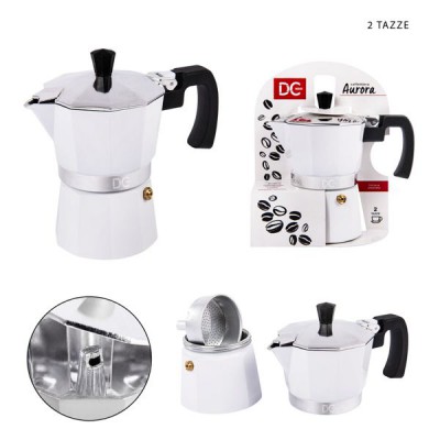 [8055769210124] CAFFETTIERA AURORA ALLUMINIO BIANCO 2TZ