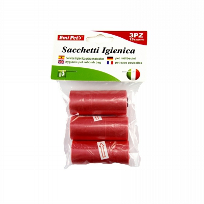[8056046070011] SACCHETTI IGIENICI CANI GATTI 3 ROT DA 15PZ T.UNIT