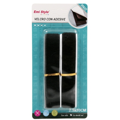 [8056046188419] VELCRO CON ADESIVE (NERO) 2.5CM*70CM