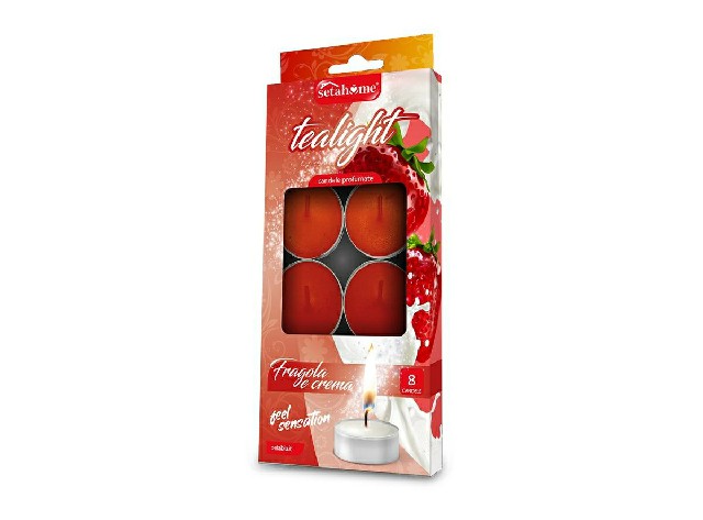 [8057502403633] T-LIGHT 10GR CF 8PZ STRAWBERRY & CREAM