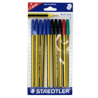 [4007817434208] STAEDTLER PENNA A SFERA NORIS STICK PROMO 8+2PZ