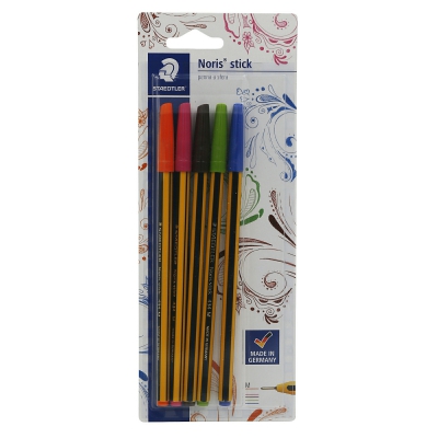 [4007817438107] STAEDTLER PENNA A SFERA NORIS STICK COL ASS 5PZ