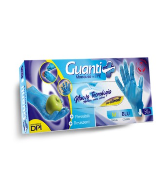 [8059174595623] GUANTI MONOUSO IN TPE 50PZ BLU TG M