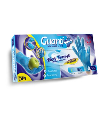 [8059174595630] GUANTI MONOUSO IN TPE 50PZ BLU TG L