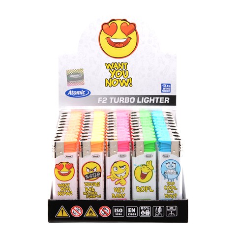 [4014663382195] ATOMIC ELECTRONIC LIGHTER F2 EMOIJS