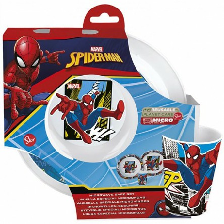 [8412497092239] SPIDERMAN SET 3PZ. 2 PIATTI+BICCHIERE MICROONDE